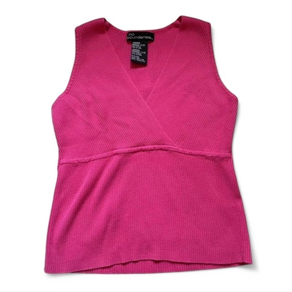 No Boundaries Tops - Vintage y2k No Boundaries Women's Medium Rib Knit Tank Top Pink Barbiecore
